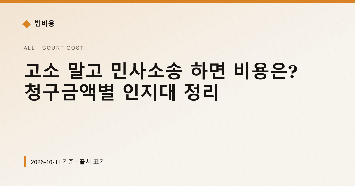 고소 말고 민사소송 하면 비용은? 청구금액별 인지대 정리 — 인지대·송달료 안내 이미지
