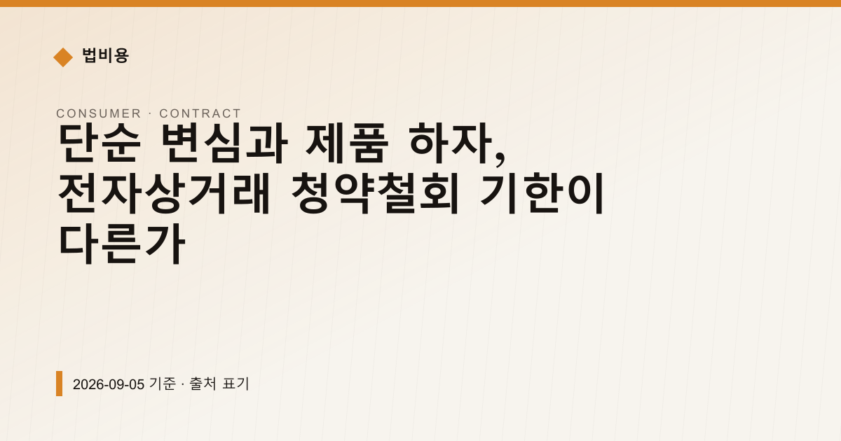 단순 변심 7일, 하자 3개월 — 청약철회 기한 차이 — 계약·해지·환불 안내 이미지