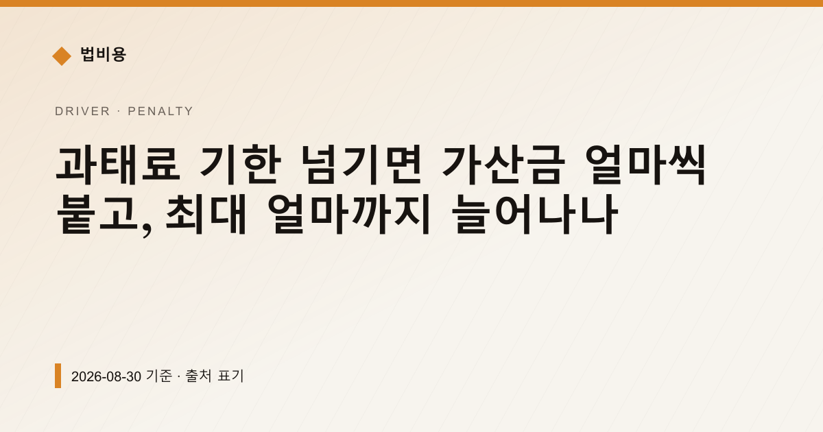 과태료 기한 넘기면 가산금 얼마씩 붙고, 최대 얼마까지 늘어나나 — 가산금·지연이자 안내 이미지