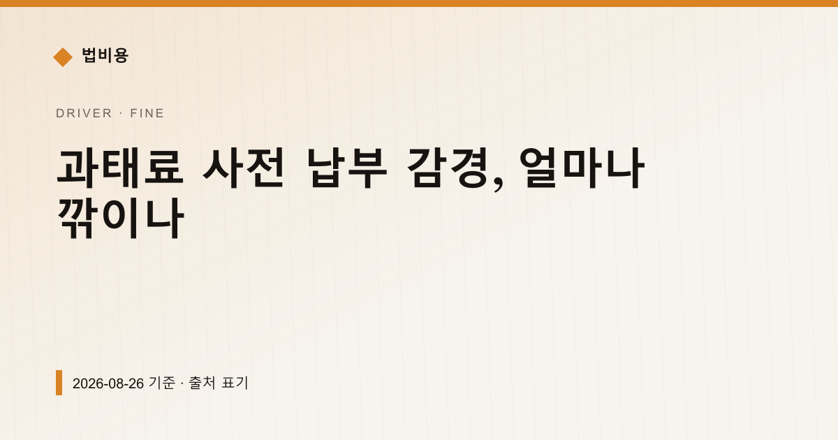 과태료 사전 납부 감경, 얼마나 깎이나 — 과태료·범칙금 안내 이미지