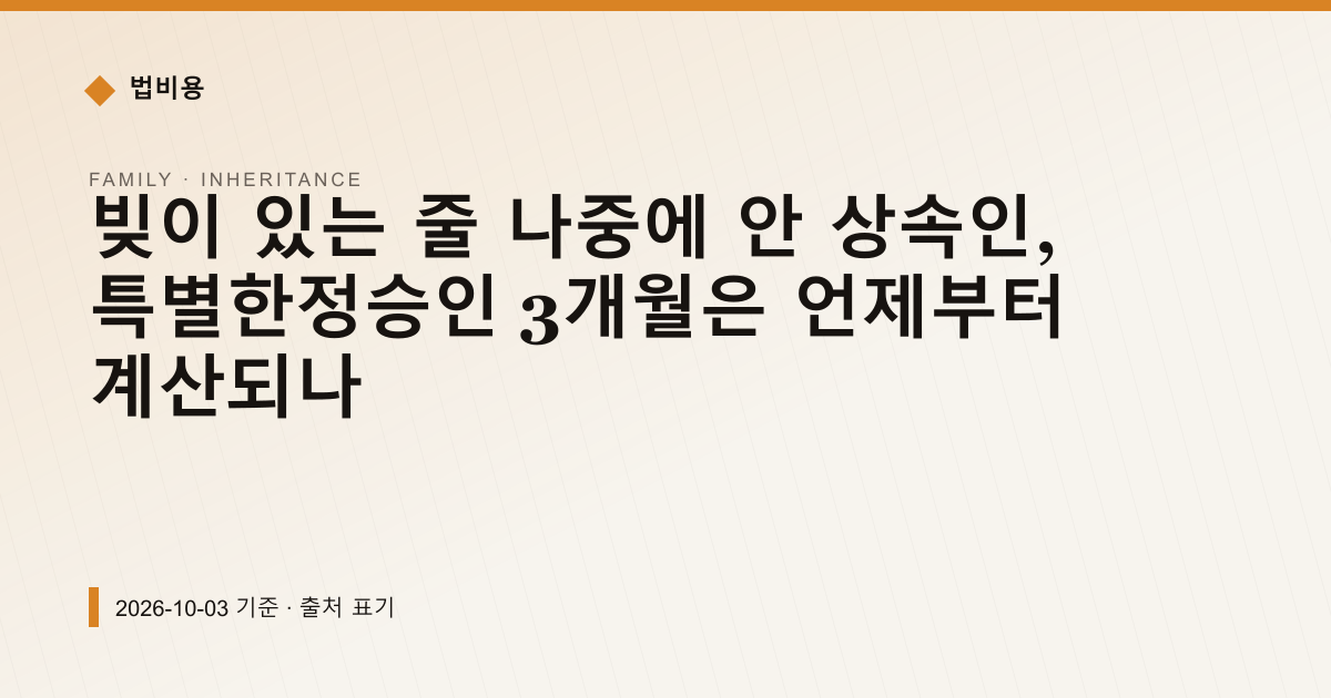 빚이 있는 줄 나중에 안 상속인, 특별한정승인 3개월은 언제부터 계산되나 — 상속·증여 안내 이미지