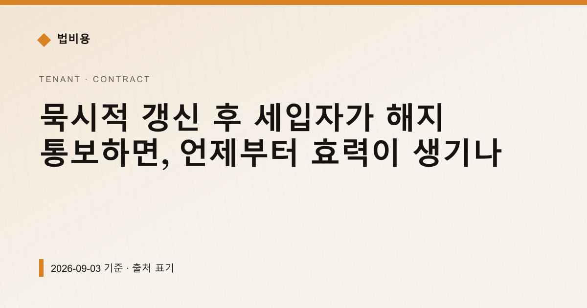 묵시적 갱신 후 세입자가 해지 통보하면, 언제부터 효력이 생기나 — 계약·해지·환불 안내 이미지