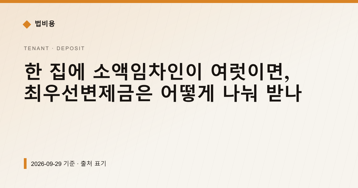 한 집에 소액임차인이 여럿이면, 최우선변제금은 어떻게 나눠 받나 — 보증금·임대차분쟁 안내 이미지